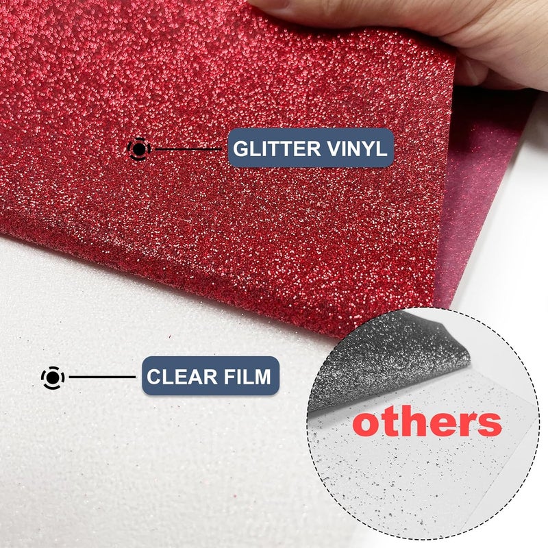 MerryMade Red Glitter Heat Transfer Vinyl 12" x 5 ft HTV for Shirts, Glitter HTV for All Cutter Machine - Easy to Cut & Weed for Heat Vinyl Design(Red) - Image 4
